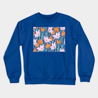 Light Pink and Orange Vibrant Tulips Crewneck Sweatshirt